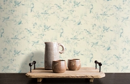 Обои Aviary Toile La Mer Fabri фото в интерьере коридора превью