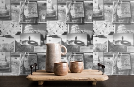 Обои Pinboard Charcoal фото в интерьере коридора превью