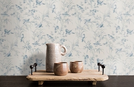 Обои Aviary Toile La Mer фото в интерьере коридора превью