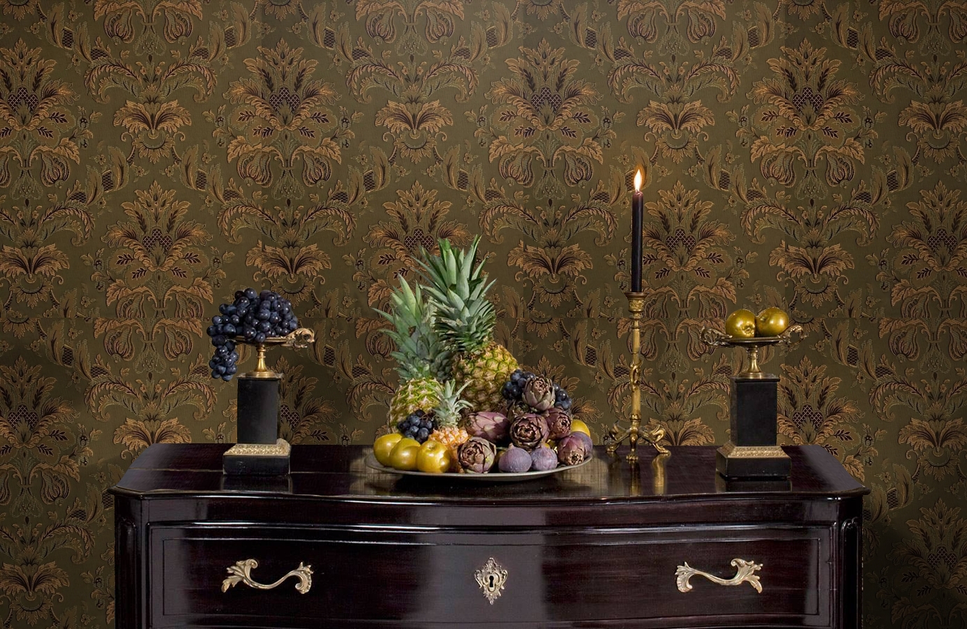 Обои Bergamo Verdure-82 фото в интерьере гостиной