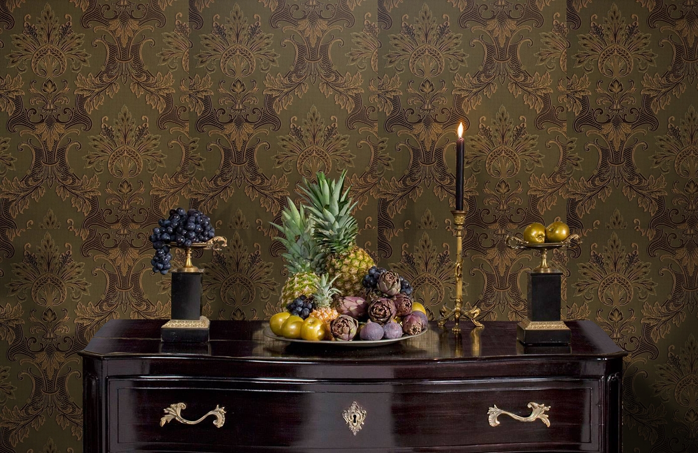 Обои Milano Bronze-81 фото в интерьере гостиной