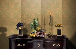 Обои Milano Olive-221 фото в интерьере гостиной превью