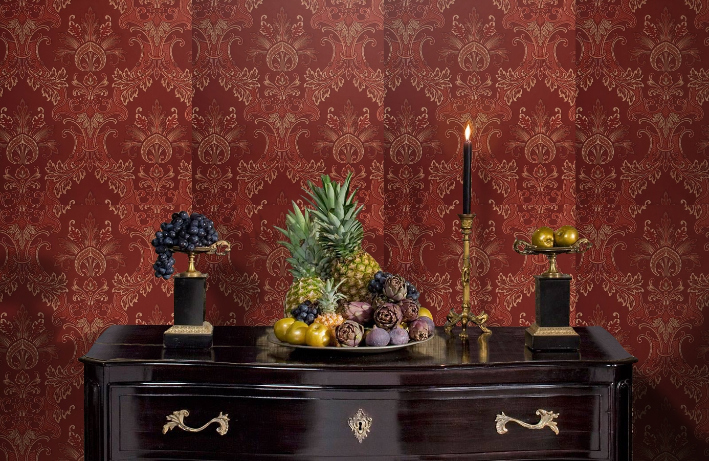 Обои Milano Rubino-131 фото в интерьере гостиной