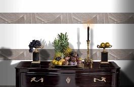 Обои macro-001 leaves silver фото в интерьере гостиной превью