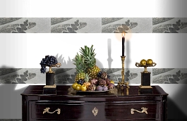 Обои macro-005 fern silver фото в интерьере гостиной превью