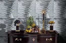 Обои macro-005 fern slate фото в интерьере гостиной превью