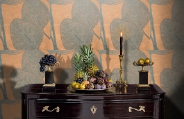 Обои macro-009 foil copper фото в интерьере гостиной превью