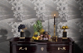 Обои macro-013 flower silver фото в интерьере гостиной превью