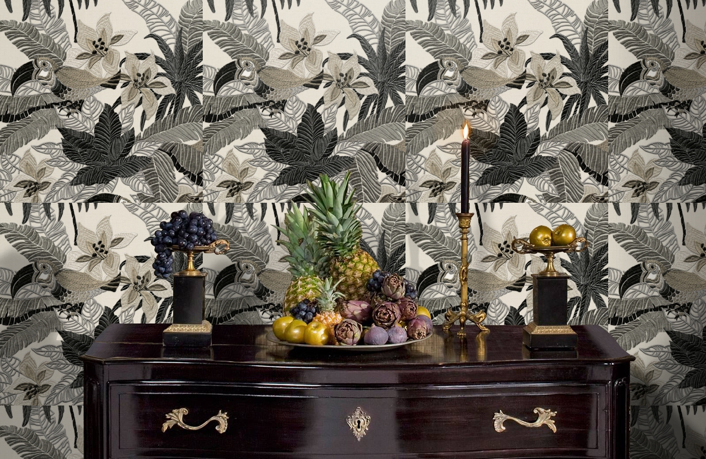 Обои RWT1801-4 фото в интерьере гостиной