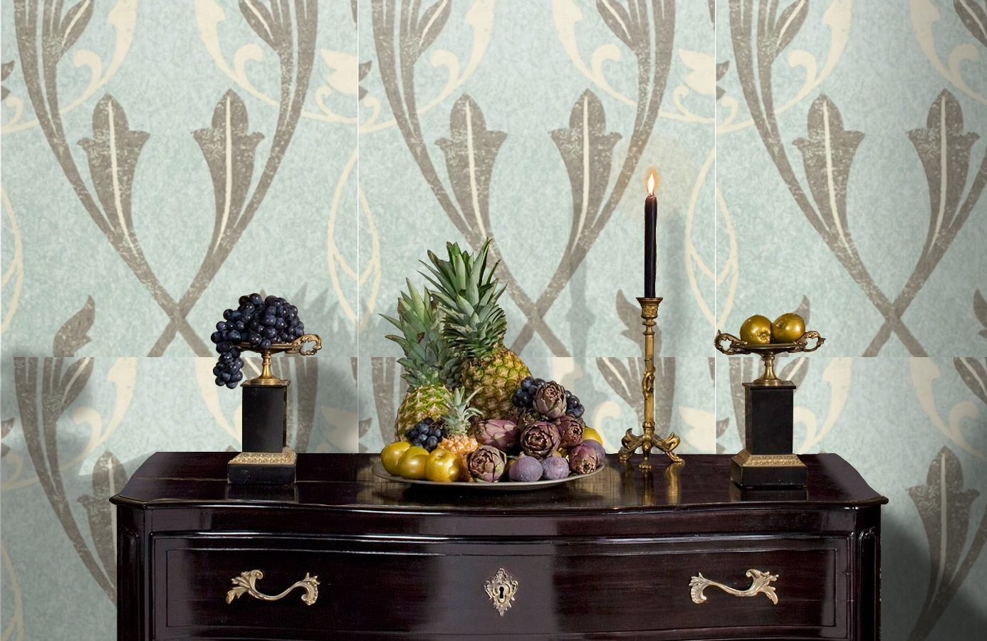 Обои Chateau-Powderblue-Wpcw18 фото в интерьере гостиной