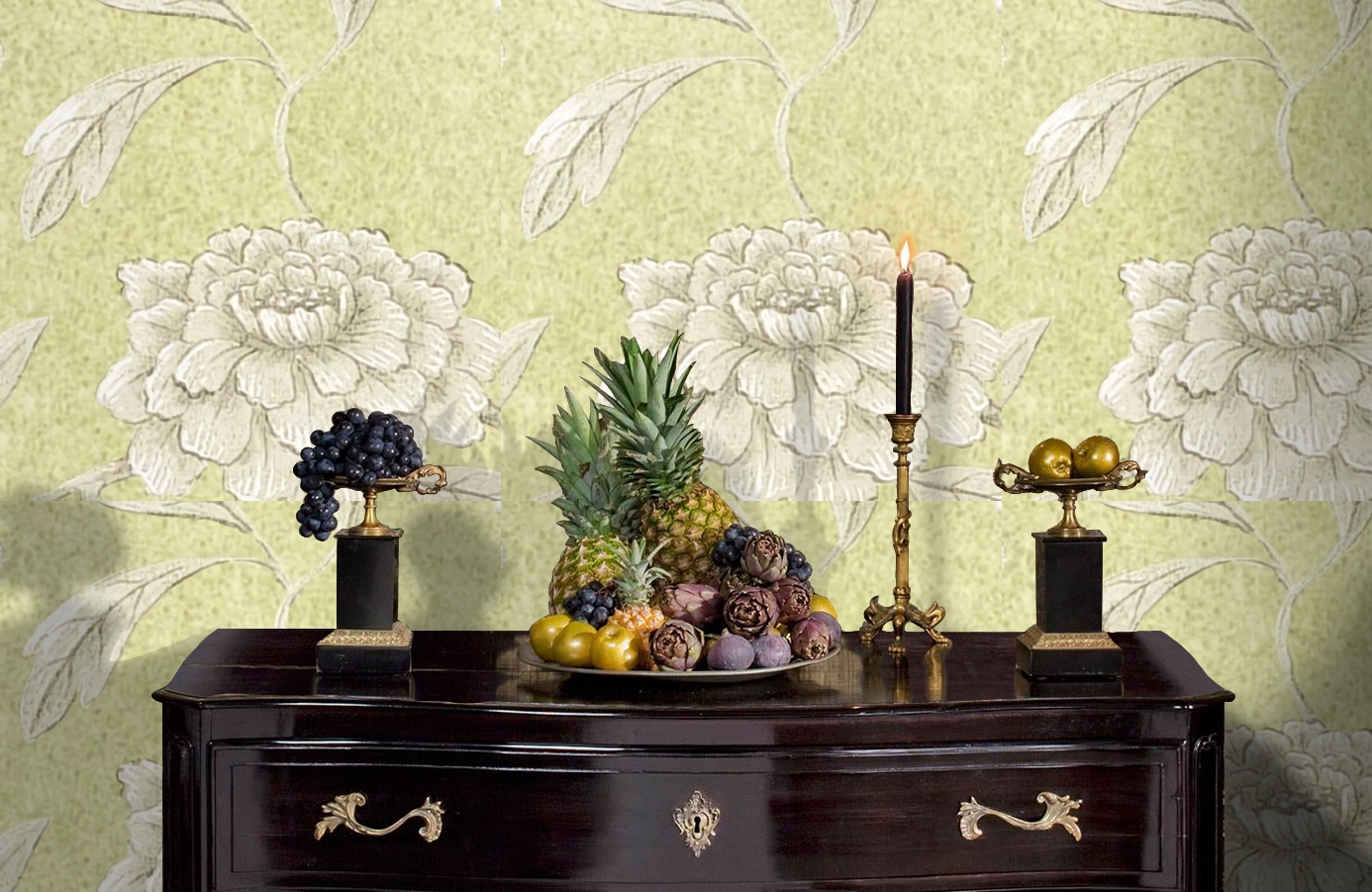 Обои Jasperpeony-Celadon-Wpcw1 фото в интерьере гостиной