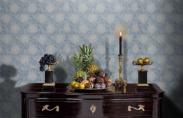 Обои Tournesal Bleu Fabric фото в интерьере гостиной превью