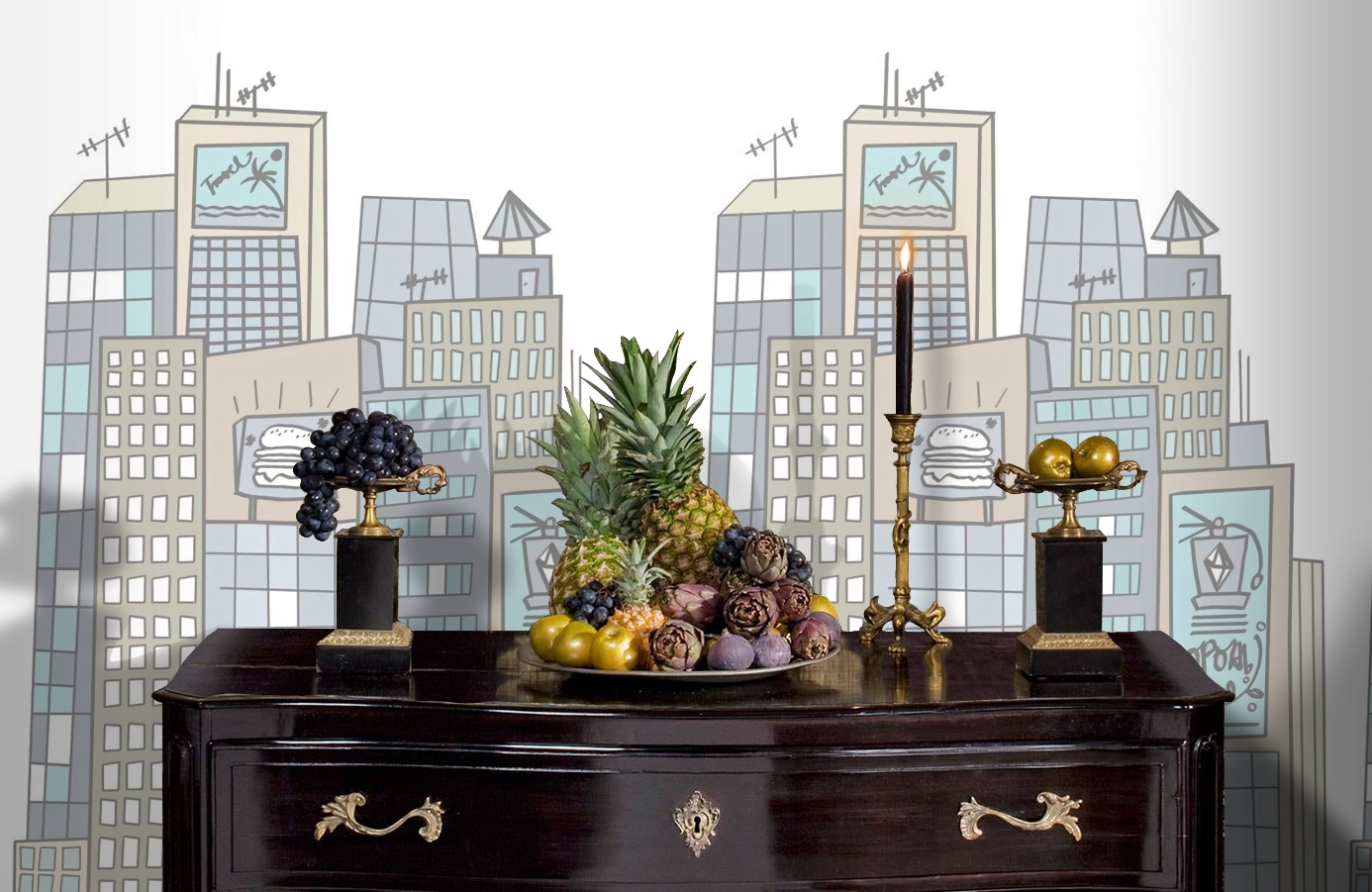 Обои P122102-4 фото в интерьере гостиной