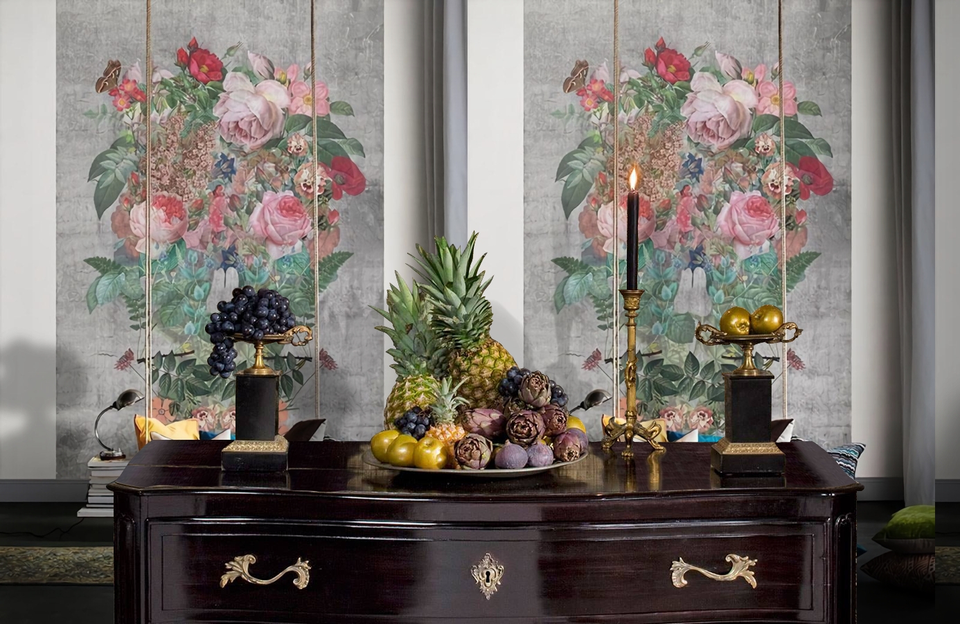 Обои P200501-4 фото в интерьере гостиной