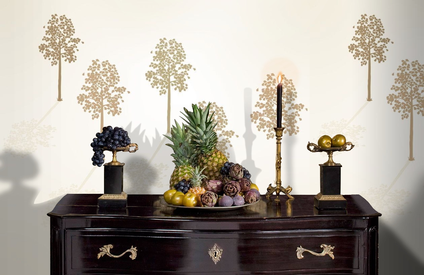 Обои DM214-2 фото в интерьере гостиной