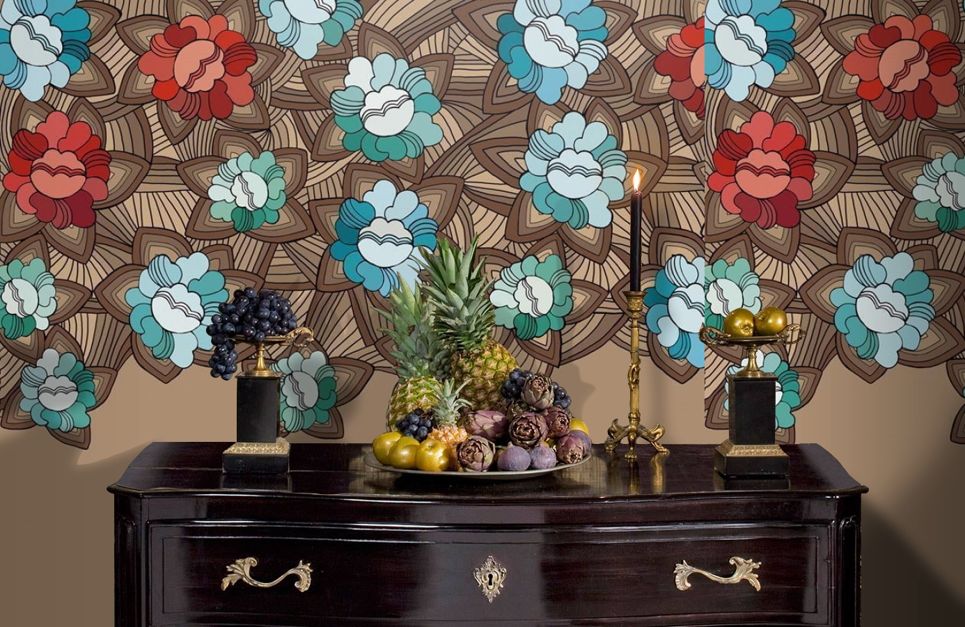 Обои DM219-2 фото в интерьере гостиной