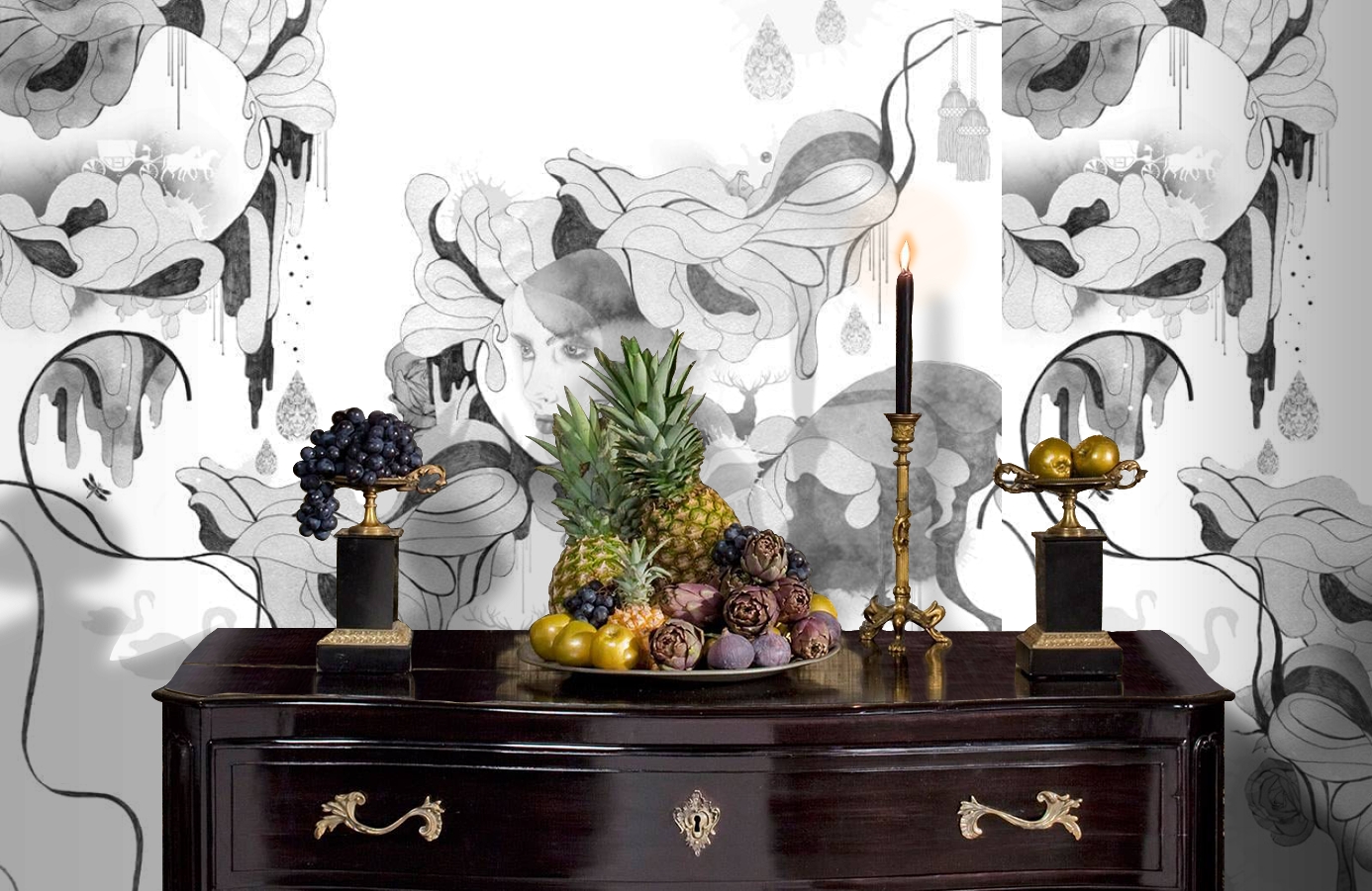 Обои P030302-6 фото в интерьере гостиной