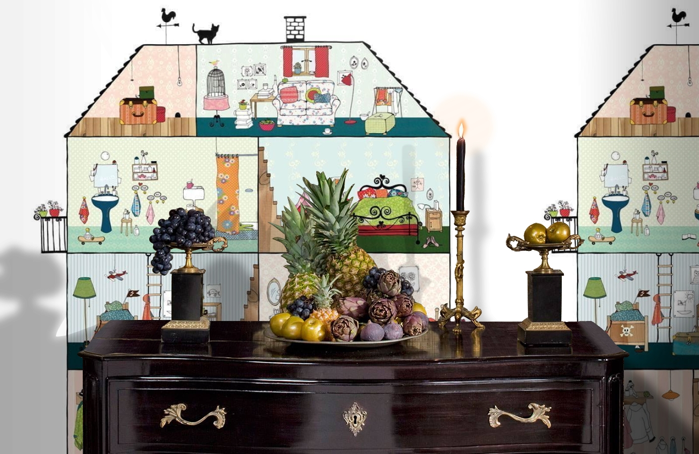 Обои P120701-6 фото в интерьере гостиной