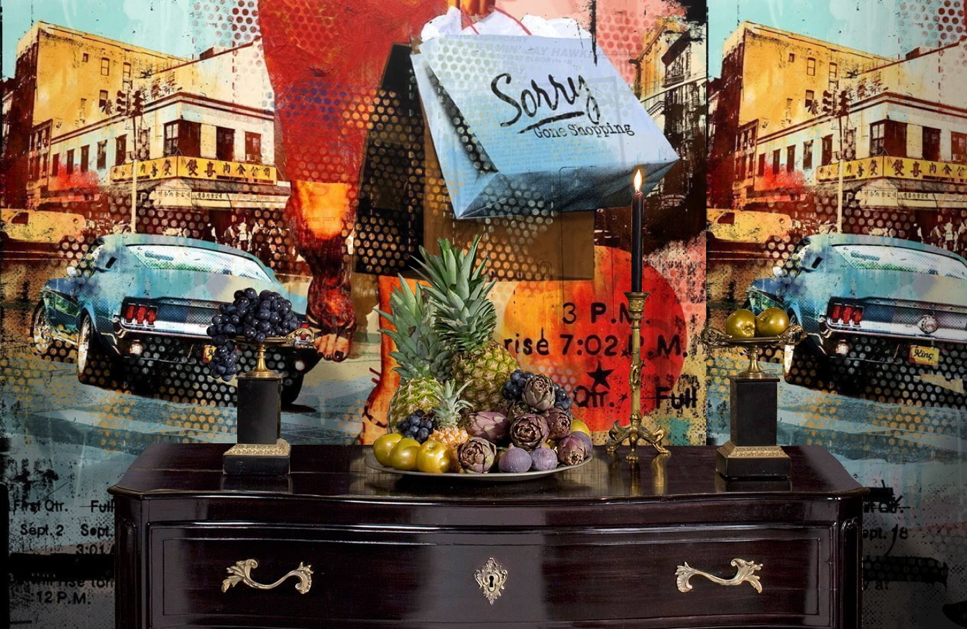 Обои P141801-6 фото в интерьере гостиной