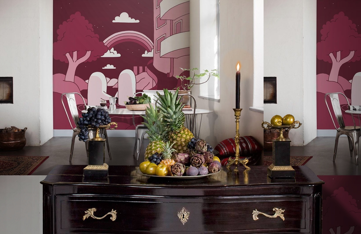 Обои P202201-6 фото в интерьере гостиной