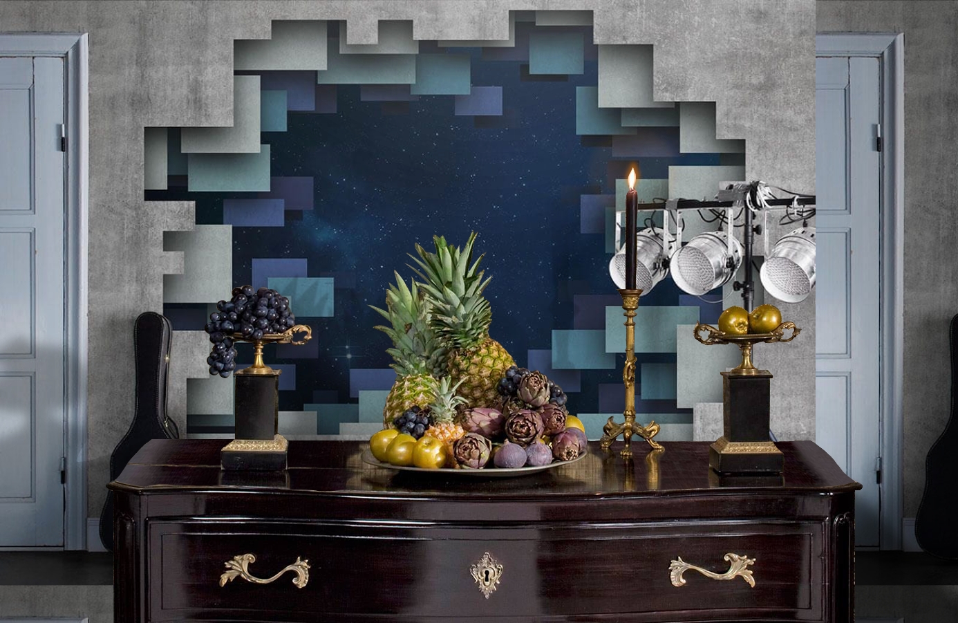 Обои P200802-7 фото в интерьере гостиной