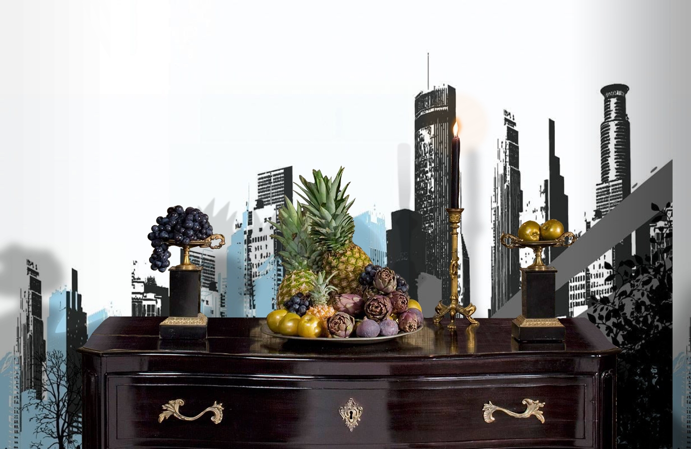 Обои P030701-8 фото в интерьере гостиной