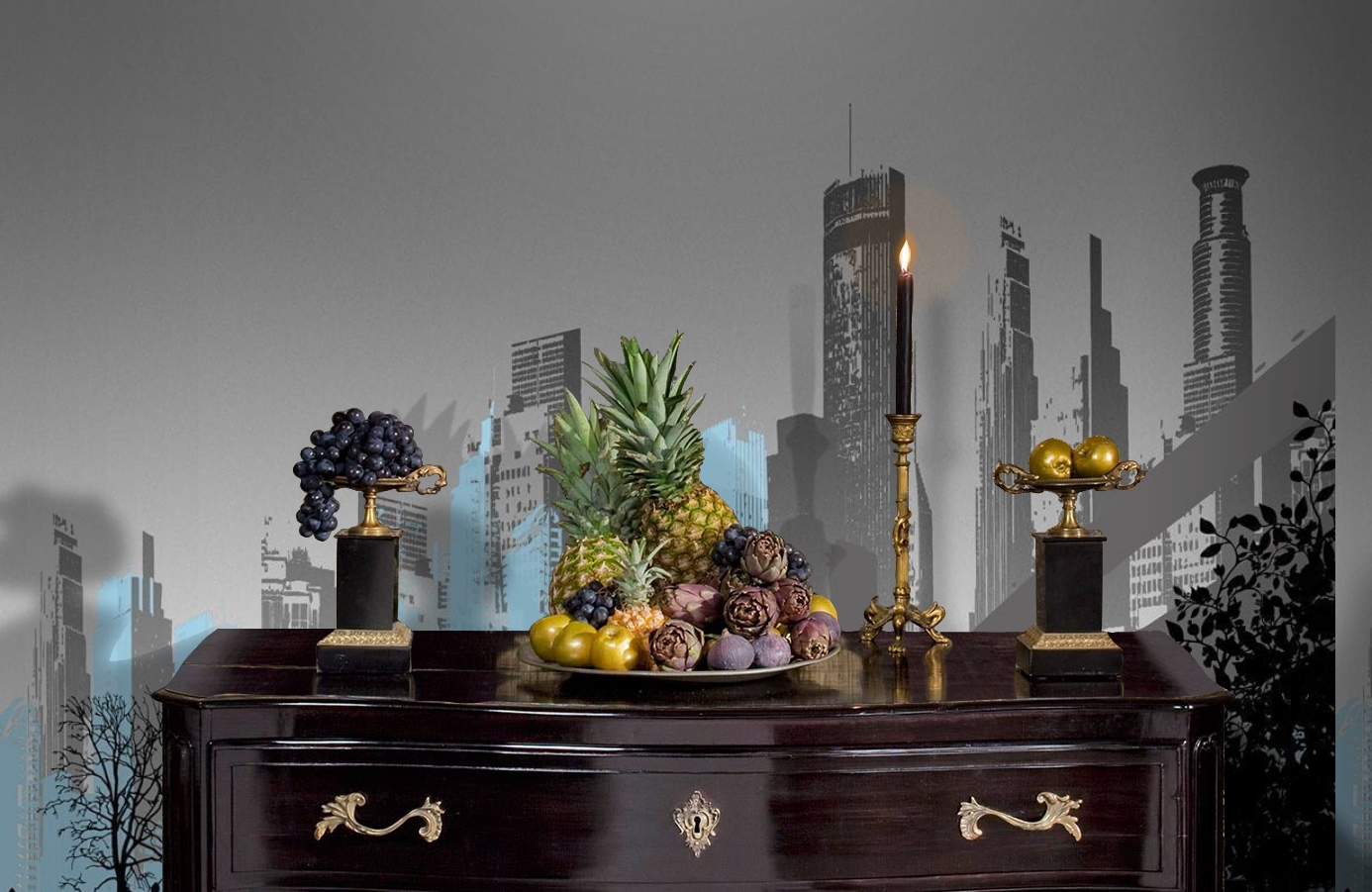 Обои P030702-8 фото в интерьере гостиной