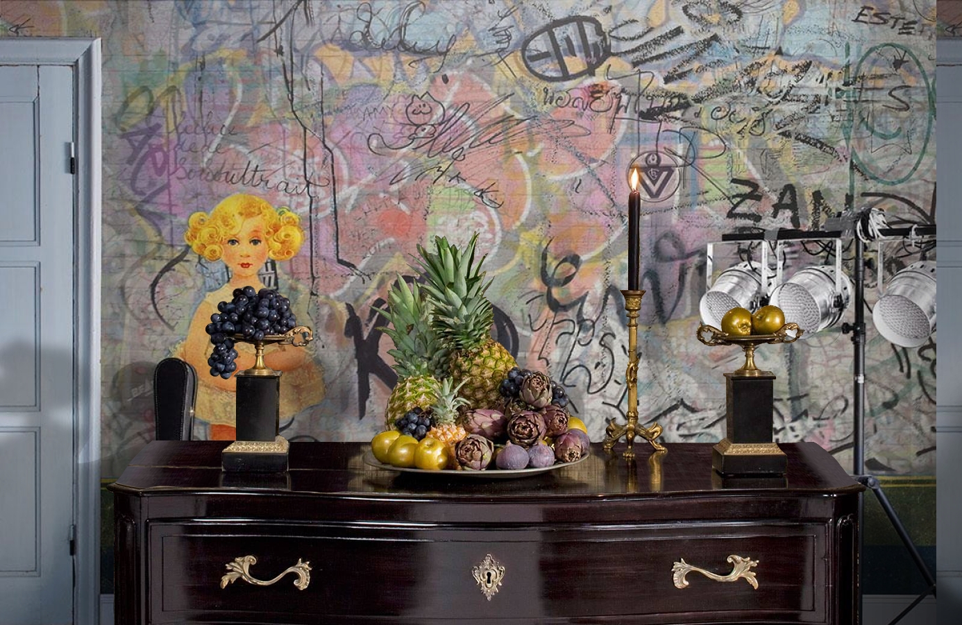 Обои P201801-8 фото в интерьере гостиной