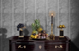 Обои Tapestry Charcoal фото в интерьере гостиной превью