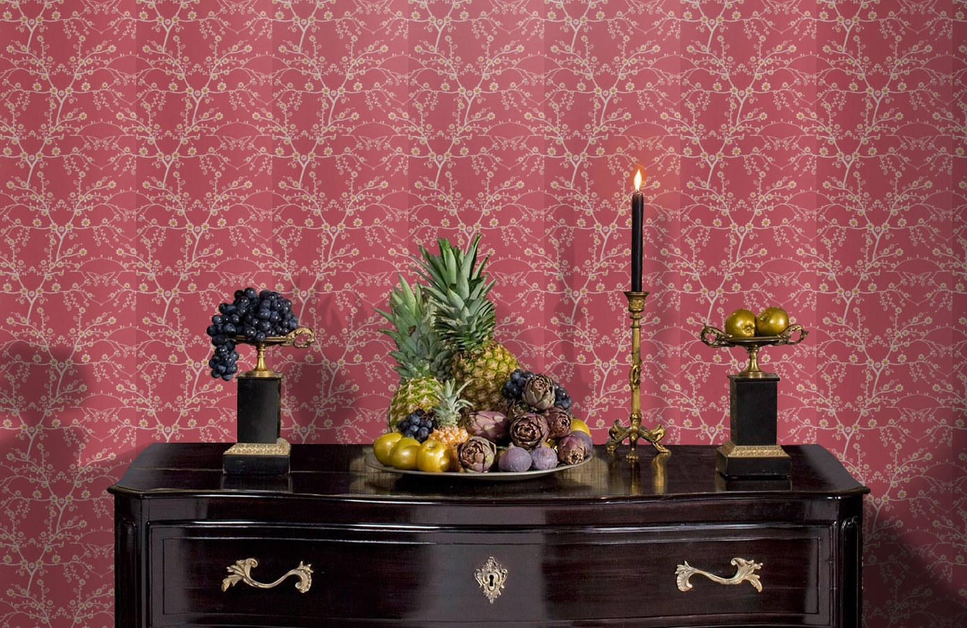 Обои Blossom Wallpaper Coral 1 фото в интерьере гостиной Обои Blossom Wallpaper Coral 1 фото в интерьере гостиной