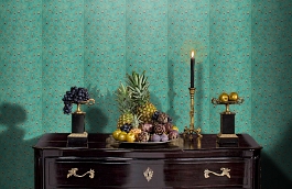 Обои Parvani 41-Teal фото в интерьере гостиной превью