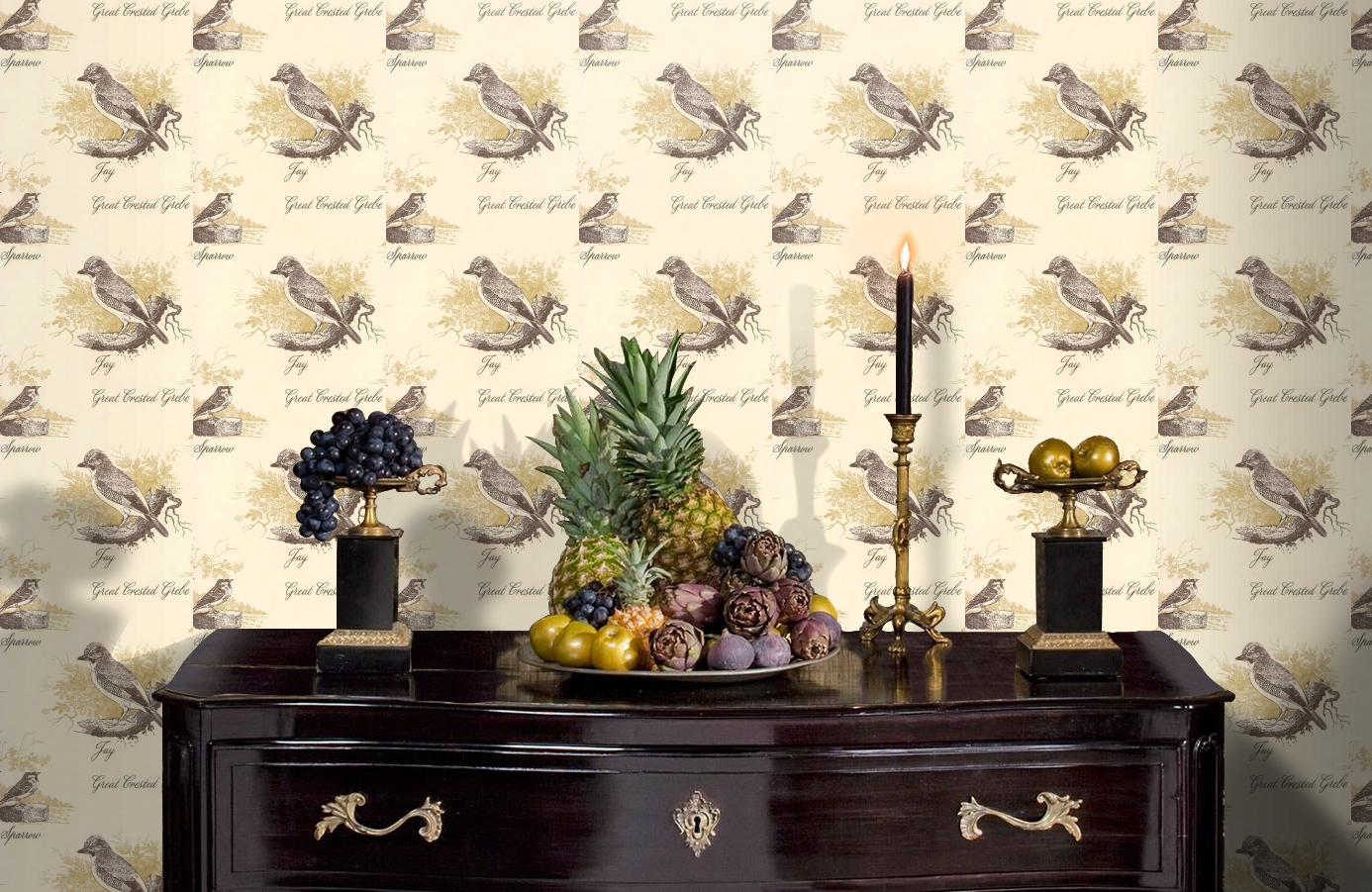 Обои Bewickbirds-Gorse-Wpcw116 фото в интерьере гостиной