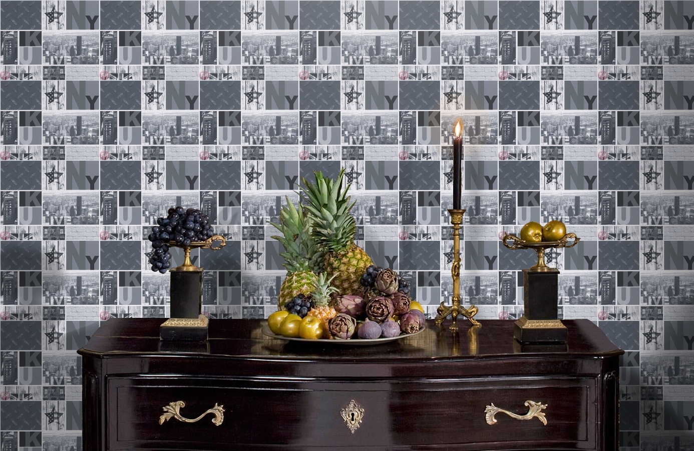 Обои 95596-2 фото в интерьере гостиной