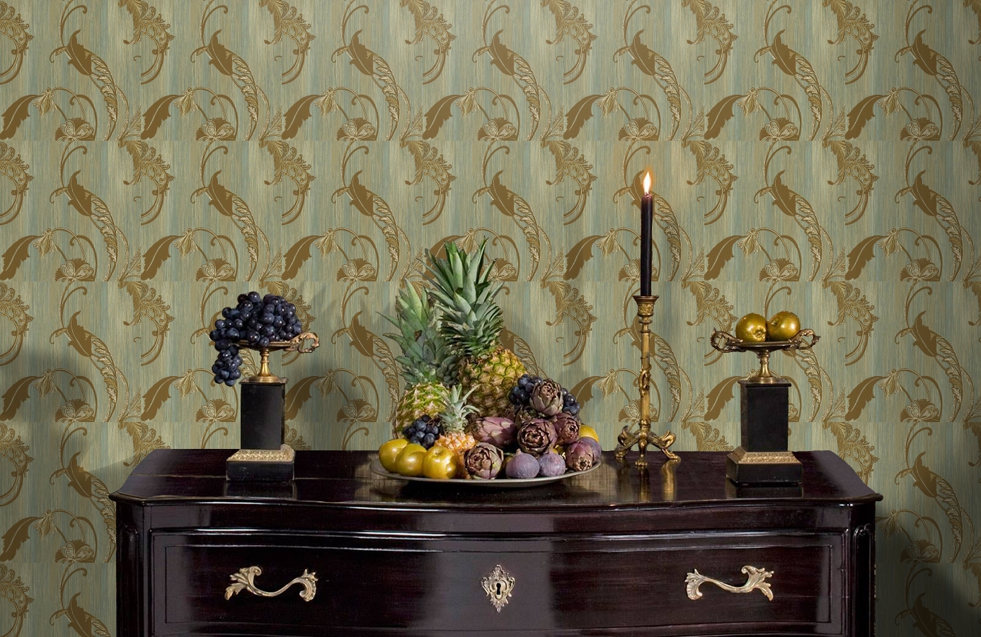 Обои DV40504 фото в интерьере гостиной