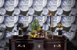 Обои Cargo Blue-white фото в интерьере гостиной превью