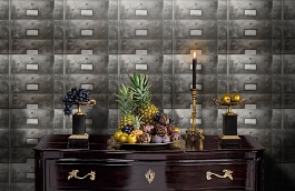 Обои Curator Pewter CU03 фото в интерьере гостиной превью