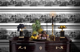 Обои Studio A Charcoal фото в интерьере гостиной превью