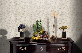 Обои Aviary Toile Bisque фото в интерьере гостиной превью