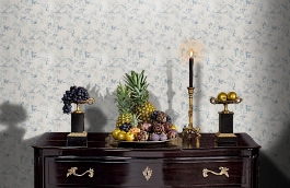 Обои Aviary Toile La Mer фото в интерьере гостиной превью