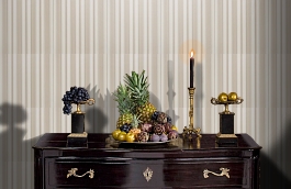 Обои Remi Stripe Flax фото в интерьере гостиной превью