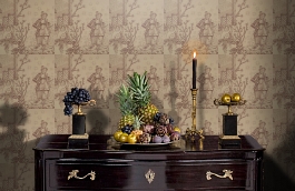 Обои Chinesetoile-Beijingbrown фото в интерьере гостиной превью