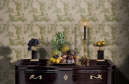 Обои Chinesetoile-Lotusgreen-W фото в интерьере гостиной превью