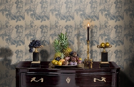 Обои Chinesetoile-Mingblue-Wpc фото в интерьере гостиной превью