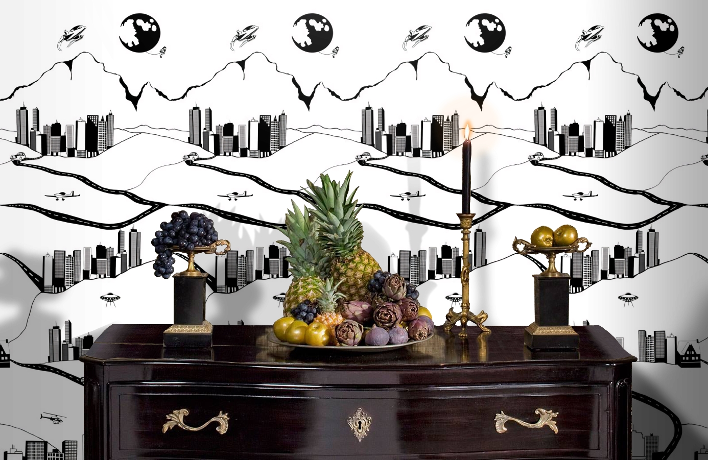 Обои P120901-2 фото в интерьере гостиной