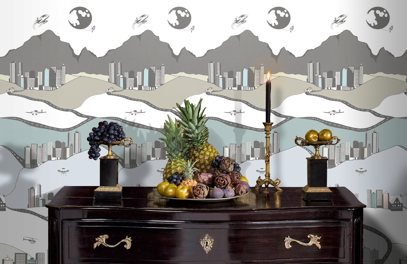 Обои P120904-2 фото в интерьере гостиной