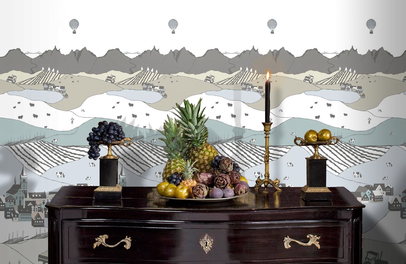 Обои P120905-2 фото в интерьере гостиной