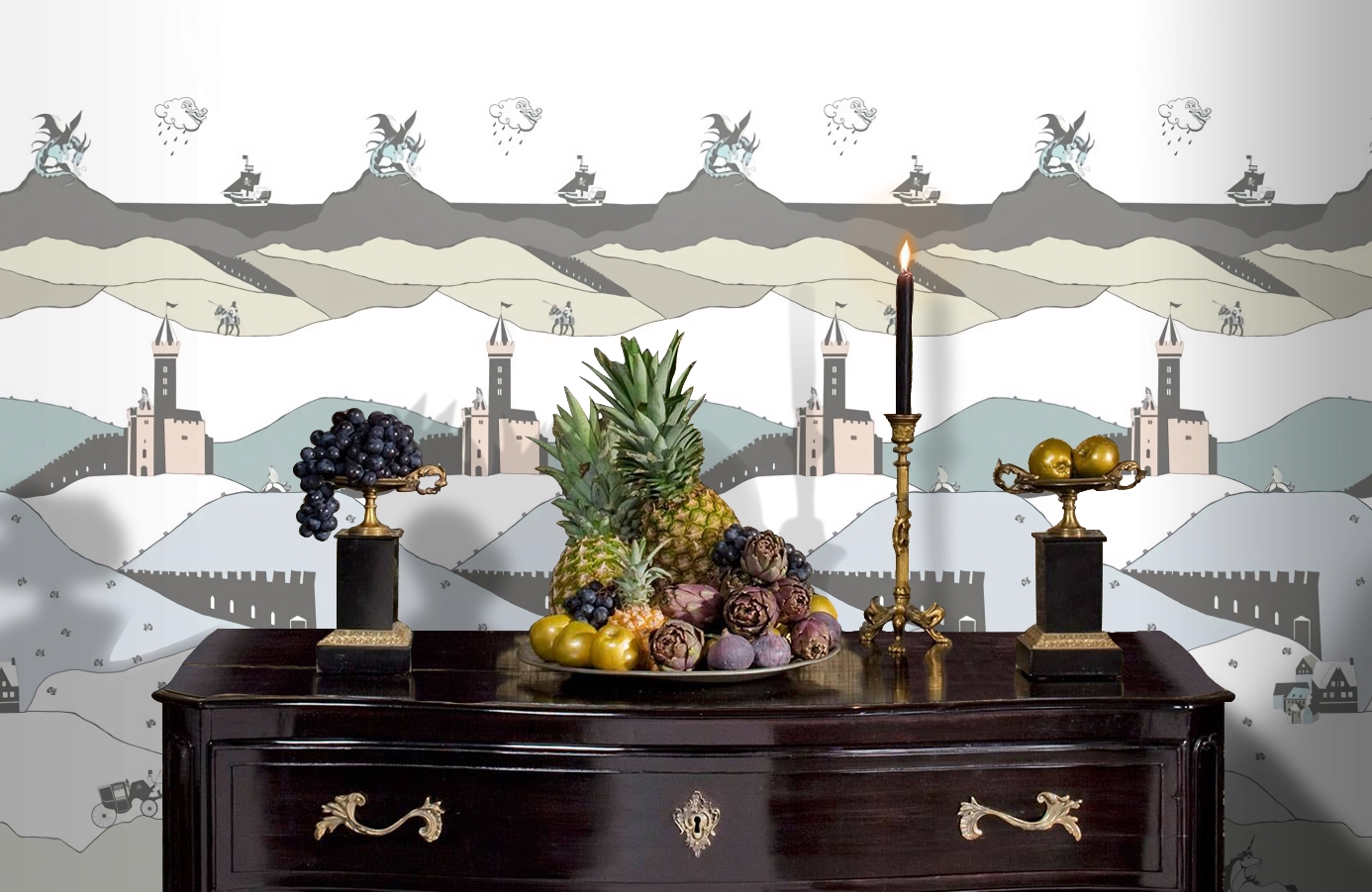 Обои P120906-2 фото в интерьере гостиной