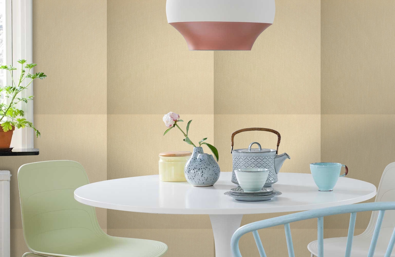 Обои Como Ivory-102 фото в интерьере кухни