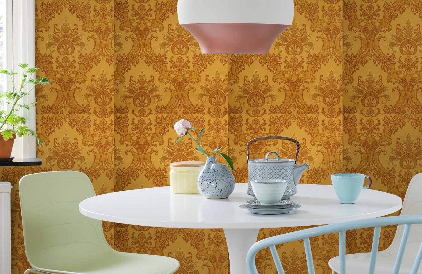 Обои Milano Sunset-131 фото в интерьере кухни