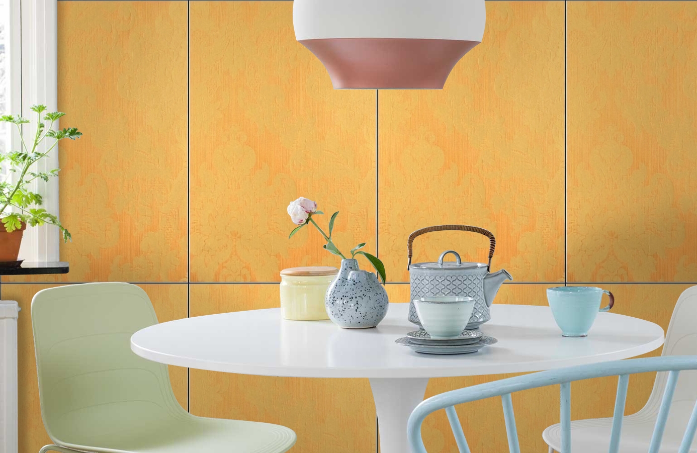 Обои Windsor 2338 фото в интерьере кухни